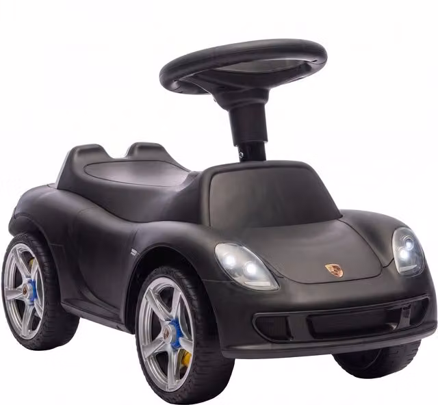 AIYAPLAY Auto Cavalcabile a Spinta per Bambini 18-36 Mesi, con Clacson, Fari, Suoni, Volante e Seduta, Nero Opaco   Aosom Italy