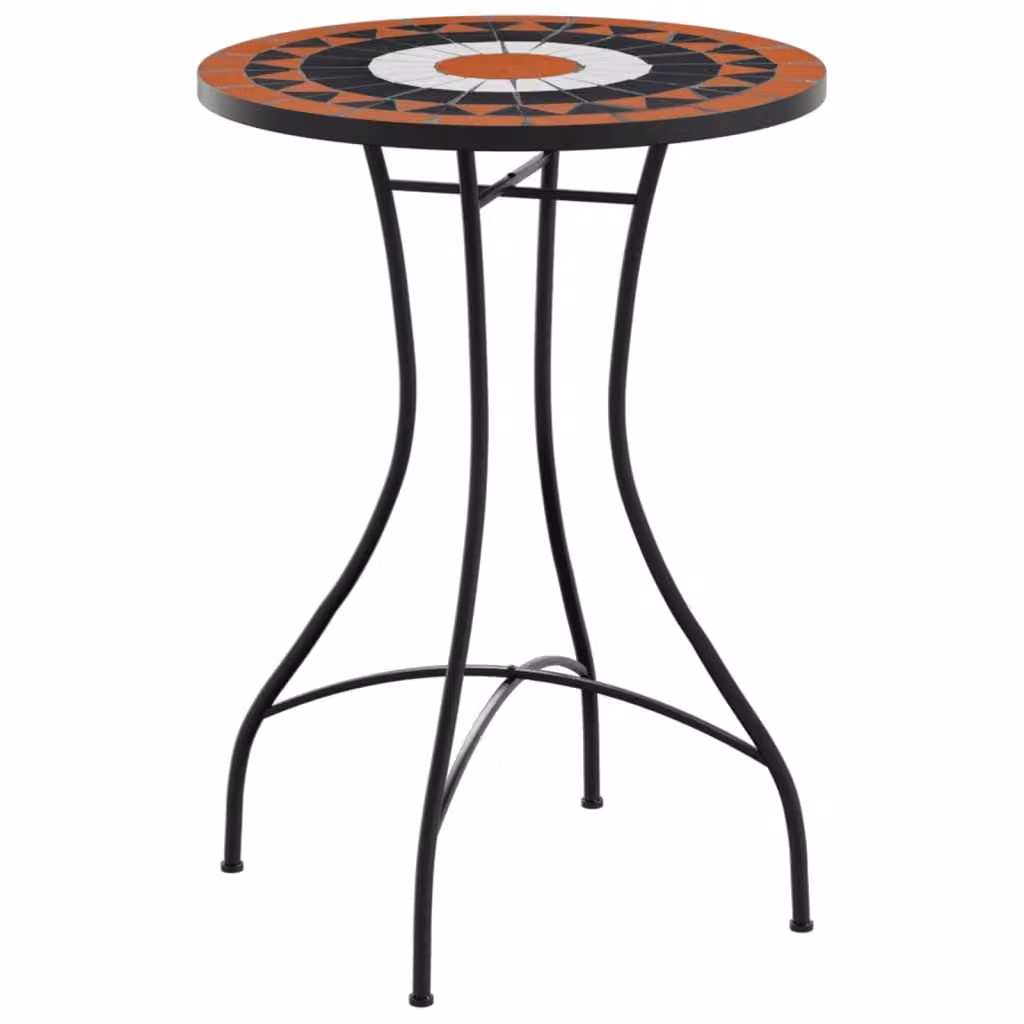 Tavolino Bistrot con Mosaico Terracotta e Bianco Vetroceramica