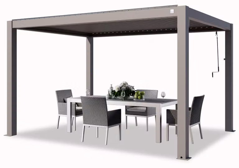 PRIMEYARD Pergola 3x4 m montanti in alluminio con tetto a doghe in alluminio gazebo da giardino grigio