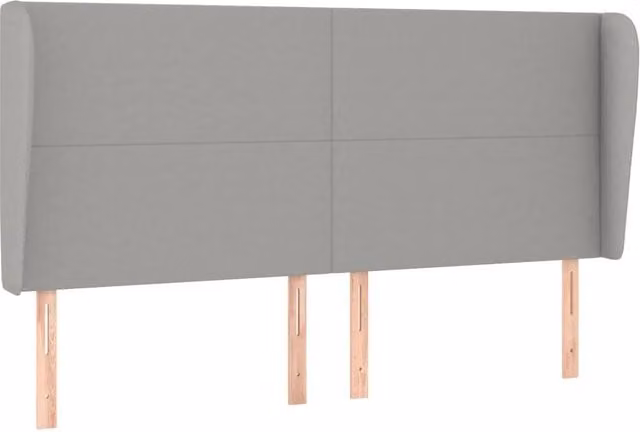 Testata ad orecchio in tessuto grigio chiaro per camera da letto L: 163 cm, P: 23 cm, H: 118/128 cm