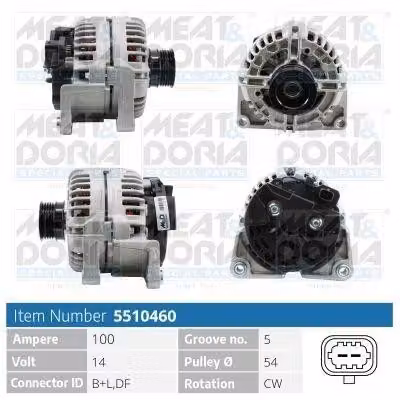 MEAT & DORIA 5510460 Alternatore LiMa 100 A 14 V per OPEL ZAFIRA B (A05), Astra H Caravan (A04), Astra H berlina (A04) e Astra H GTC (A04)