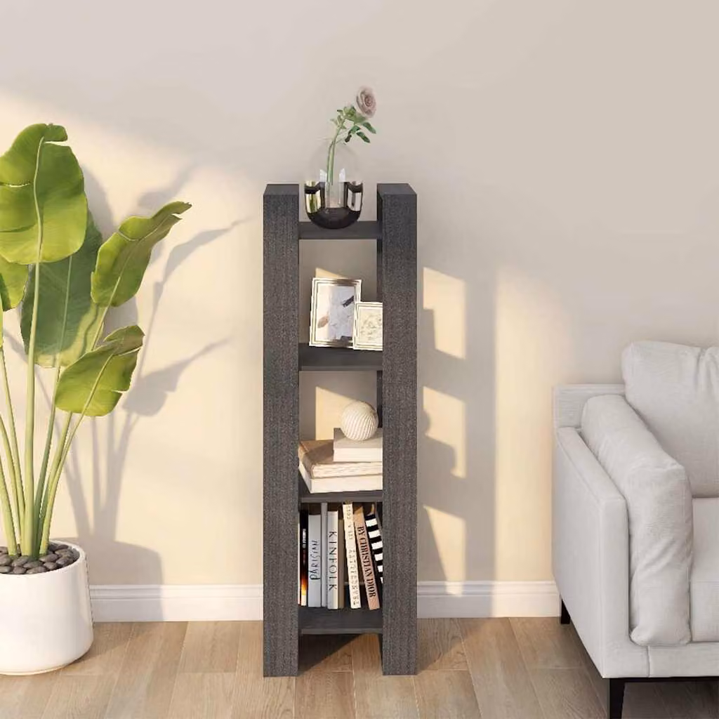 Libreria/Divisorio vidaXL in Legno di Pino Massello Grigio L: 41 cm, P: 35 cm, H: 125 cm