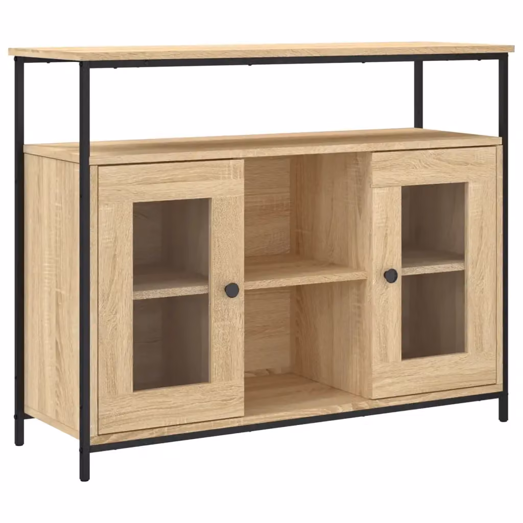 Credenza classica vidaXL in rovere beige con dettagli in legno e metallo per la tua sala da pranzo L/P/H: 100 x 35 x 80 cm – 2