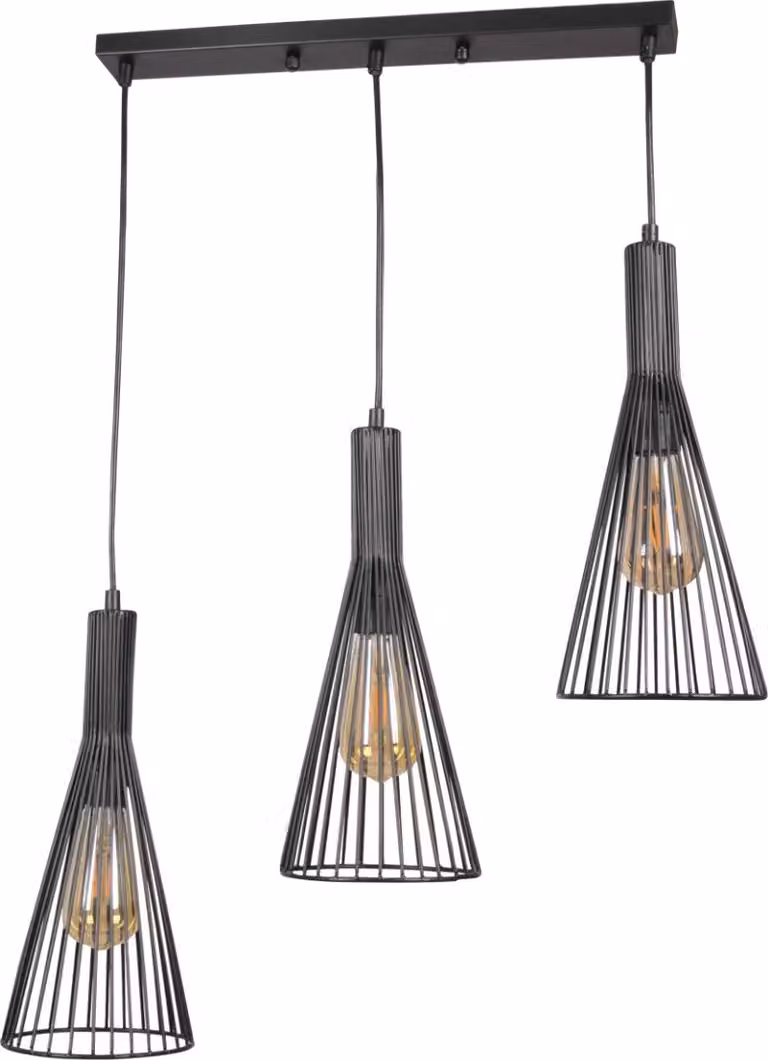 Lampada a sospensione TIANA nera 3xE27x20W in metallo, dimensioni: 195x50x15,5 cm, IP20, Polux