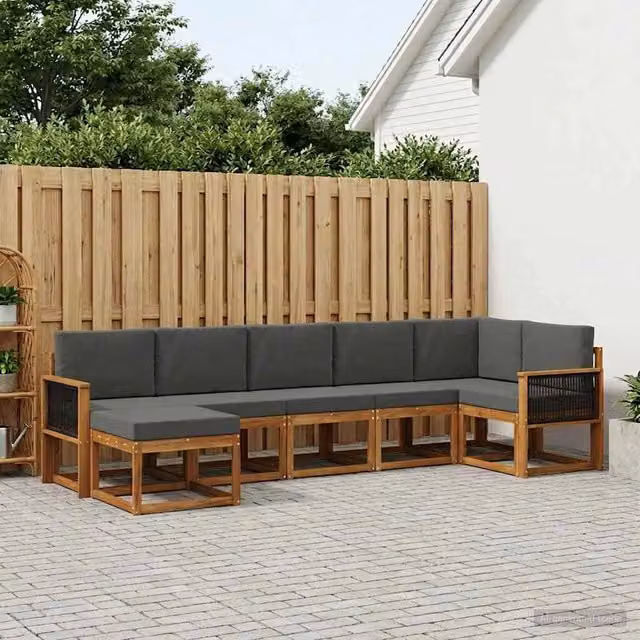 Set di divani da esterno 7 pz Naturale e Antracite Poliestere 3385393