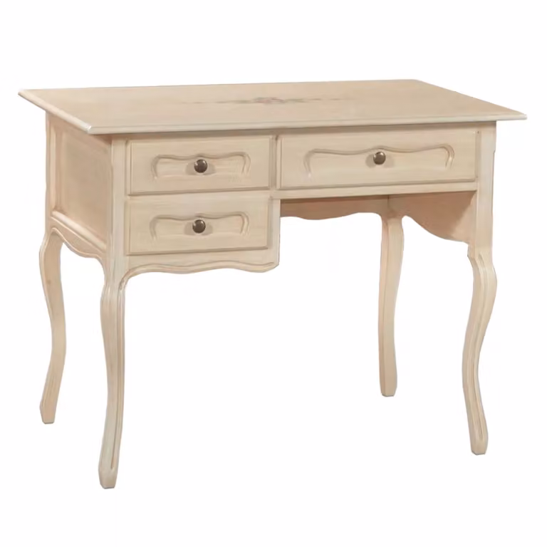 Scrivania in legno di pino bianco con decori floreali Mobili 2G L: 100 cm, P: 60 cm, H: 79 cm