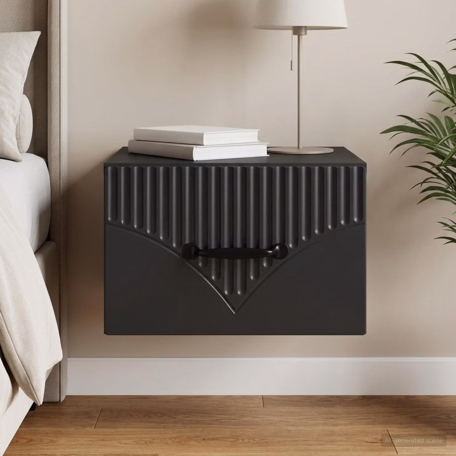 Mobiletto da notte a muro vidaXL con cassetto Nero L: 34,5 cm, P: 33 cm, H: 20 cm
