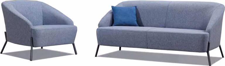 Graue Polstergarnitur Moderne Wohnzimmer 2-Sitzer Couch Edler Sessel
