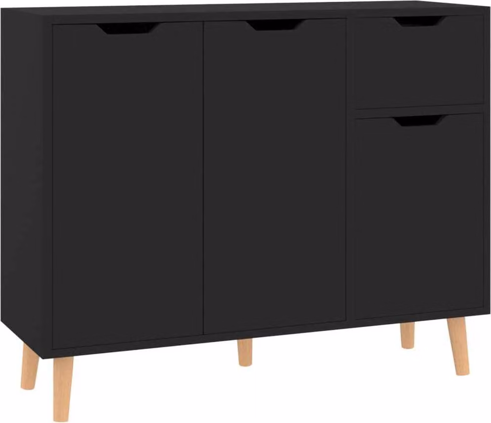 Credenza nera 90x30x72 cm in materiale ligneo