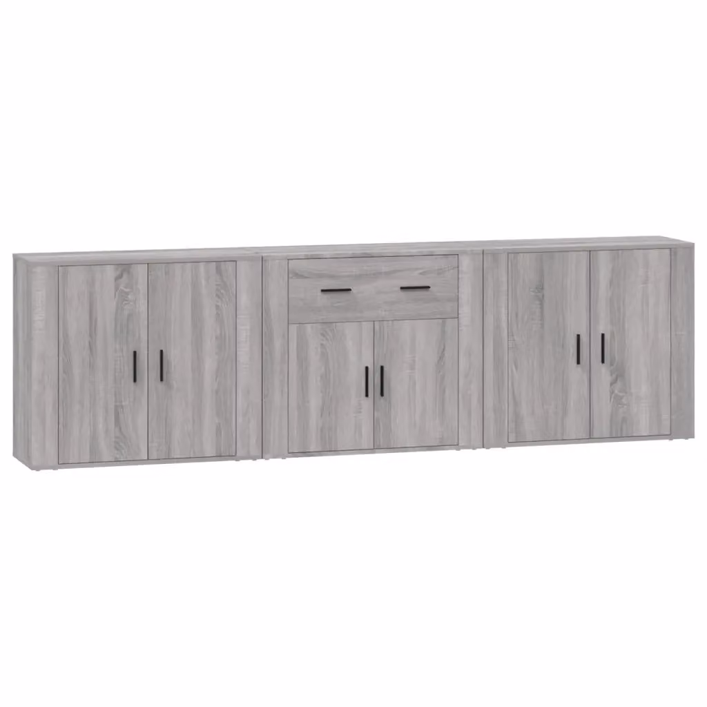 Set di 3 credenze vidaXL in legno multistrato grigio per sala da pranzo – 2