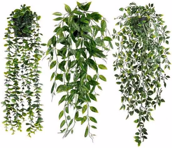 Piante rampicanti artificiali di eucalipto con vaso, 63 cm, foglie artificiali in vaso, per il giardino o la casa