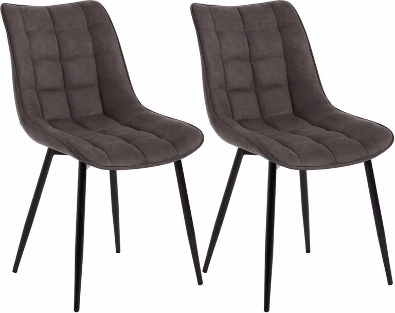 Set di 2 sedie per sala da pranzo WOLTU Sedia imbottita con schienale, in tessuto, gambe in metallo, grigio scuro