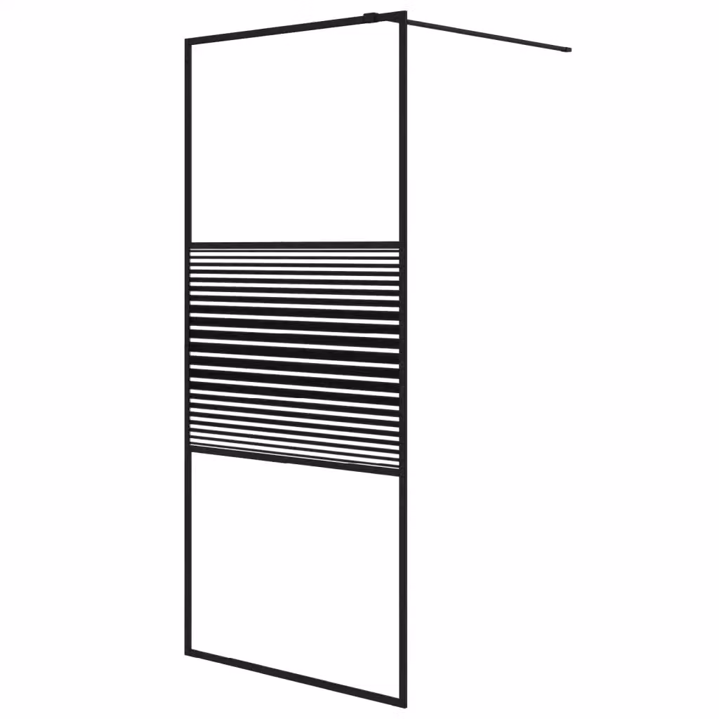 Parete Doccia Walk In vidaXL in Vetro Trasparente e Nero L: 90 cm, H: 195 cm – 2