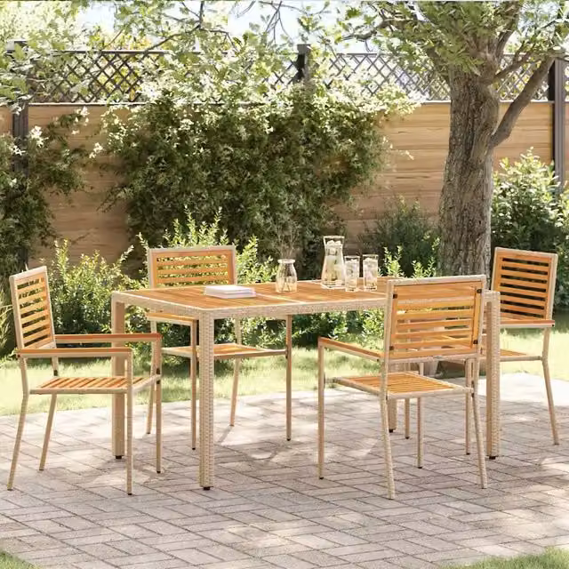 Sedie impilabili da giardino 4 pz Marrone e Beige 3403060