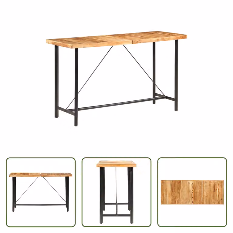 The Living Store Tavolo da bar 180x70x107 cm in legno massiccio di acacia