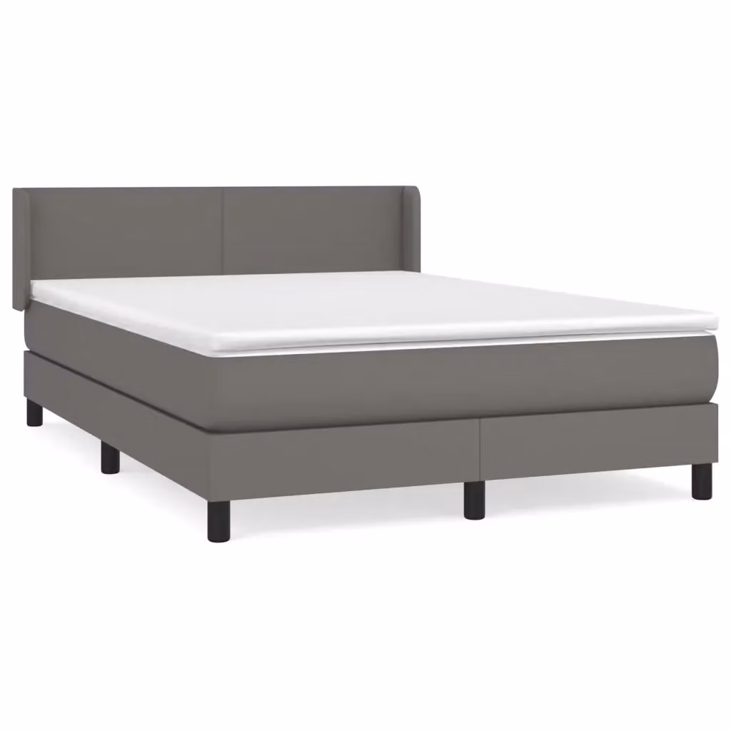 vidaXL Giroletto a Molle con Materasso Grigio e Bianco in Similpelle L/P: 140 x 200 cm – 2
