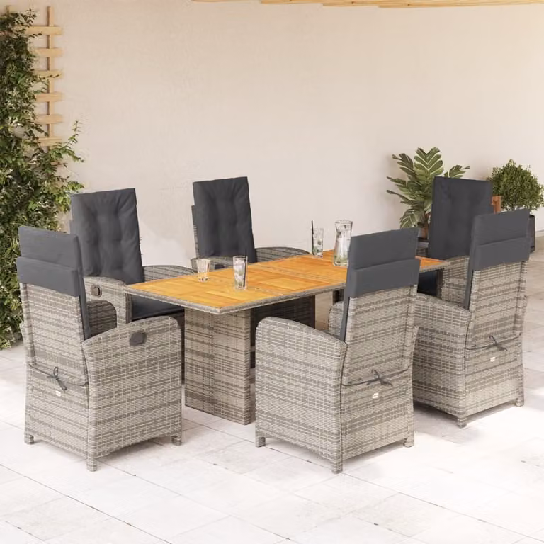 Maison Exclusive - Set da pranzo da giardino 7 pezzi con cuscini grigio in polyrattan