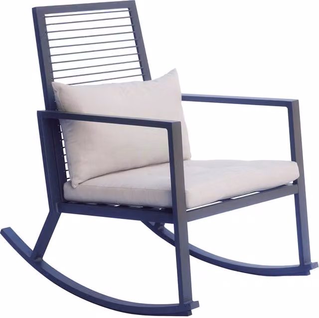 Sedia a Dondolo da Giardino 65x91x89 cm con Cuscino in Alluminio Antracite