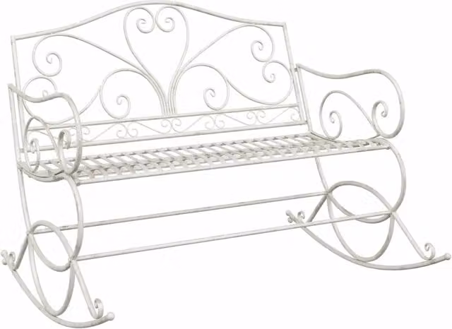 Panchina da giardino in metallo bianco lacca con design classico per esterni e terrazzi L: 96 cm, P: 96 cm, H: 89 cm – 1