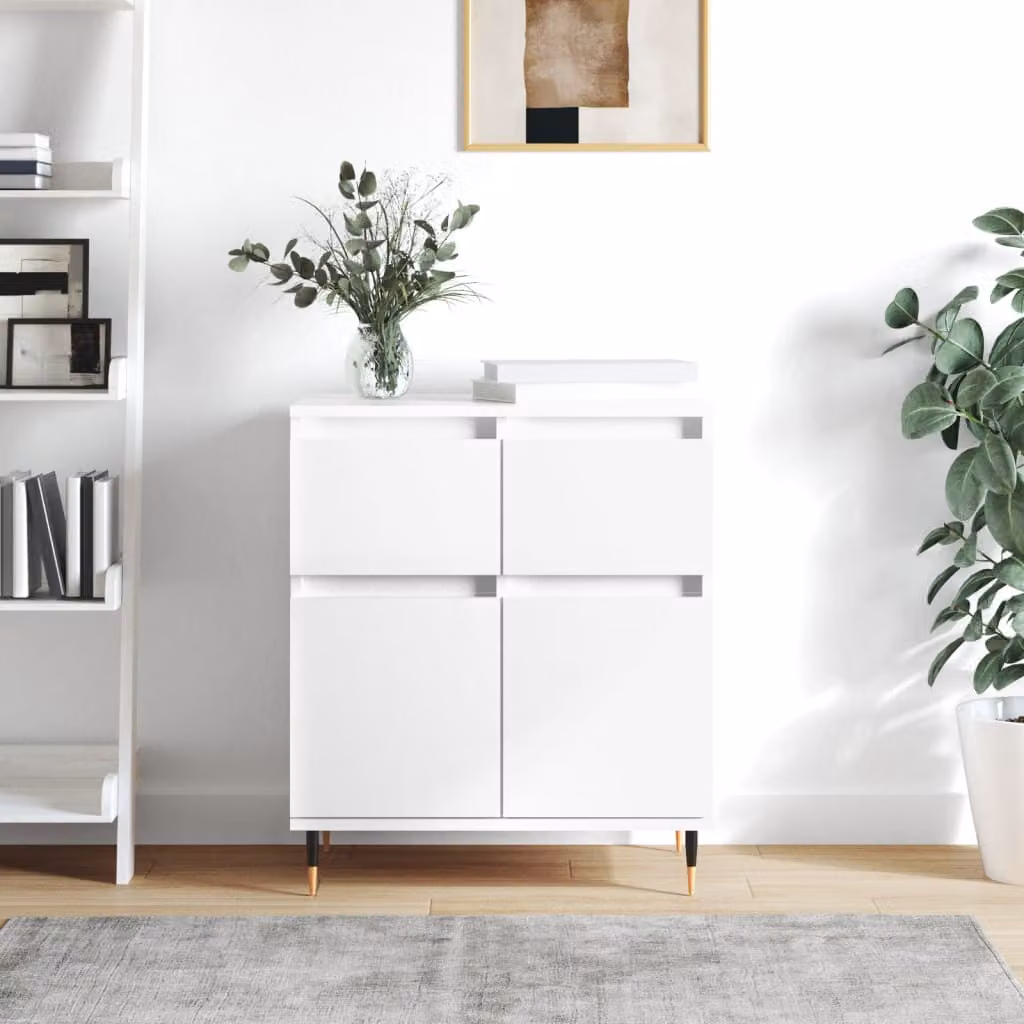 Credenza moderna bianca vidaXL a parete in legno e metallo L 60 cm, P 35 cm, H 70 cm