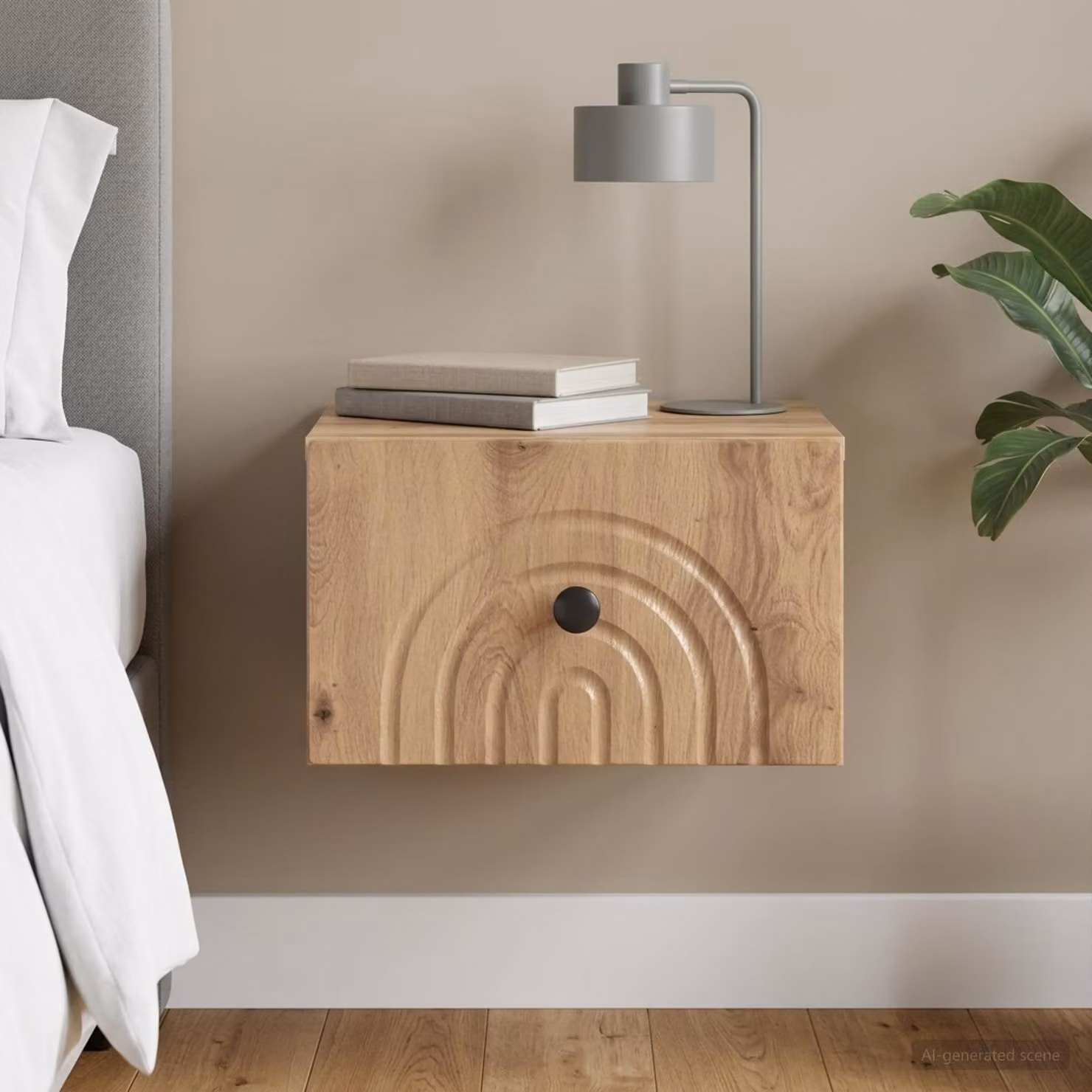 vidaXL Mobiletto da notte sospeso moderno in legno color marrone L: 33 cm, P: 34,5 cm, H: 20 cm