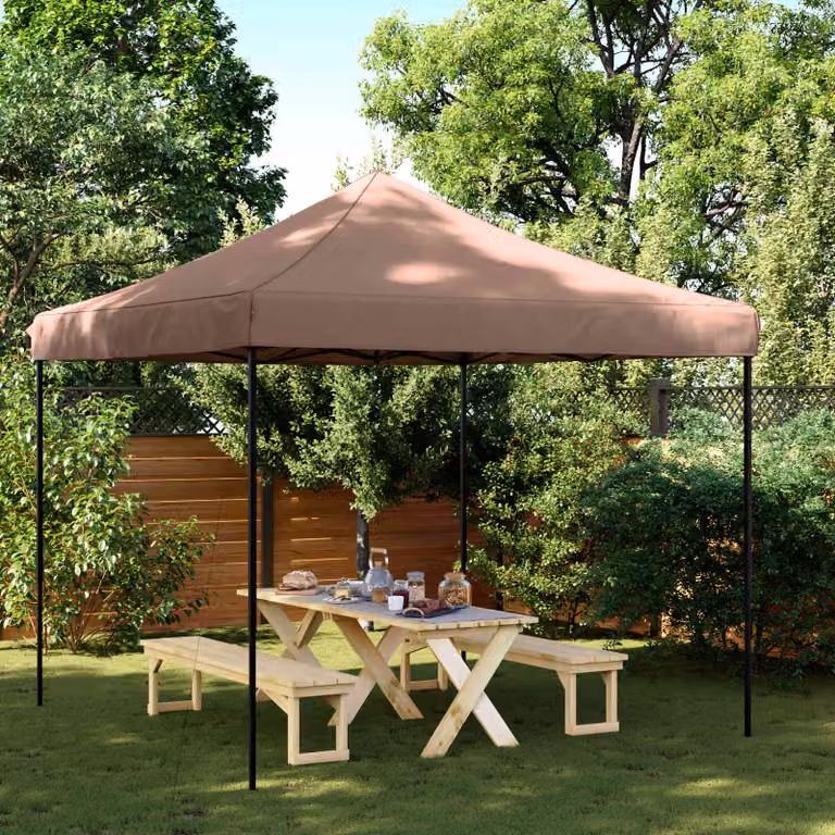 Tenda Party vidaXL in tessuto Oxford marrone e bianco, L/P/H: 292 x 292 x 315 cm