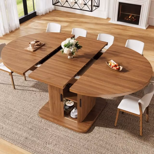 Tavolo da pranzo ovale allungabile WISHDOR con vano contenitore, L: 110-149,8 cm, P: 75 cm, H: 75 cm