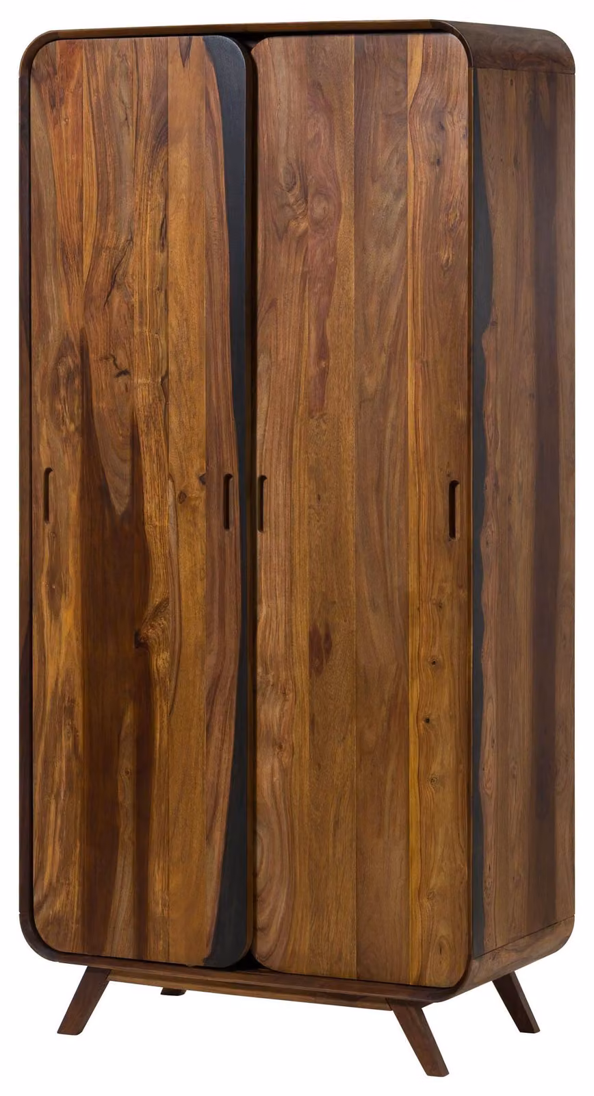 MASSIVMOEBEL24 | Armadio in legno di sheesham 90x45x180 laccato marrone scuro MAILAND #211