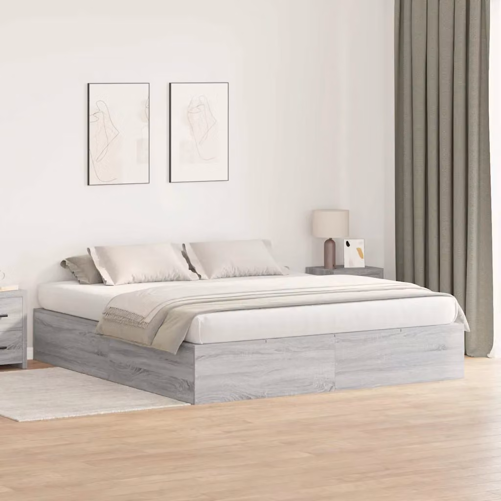 vidaXL Struttura letto con contenitore moderno Grigio Sonoma 200 x 200 cm