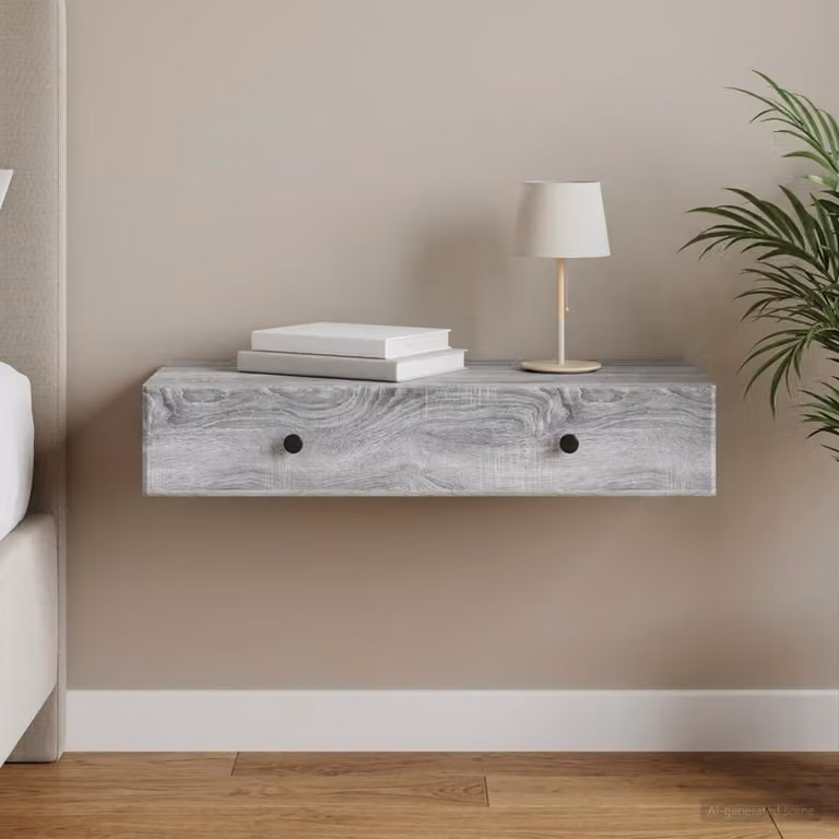 vidaXL Tavolino da Parete Laterale Moderno Grigio L: 87,5 cm, P: 34,5 cm, H: 17 cm
