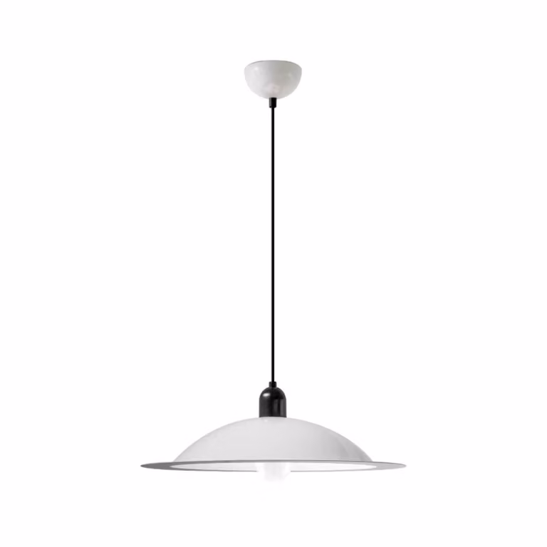 Stilnovo Lampada a sospensione Lampiatta, Bianco / Opale, Soggiorno / Sala da pranzo, Design, Lampada a sospensione