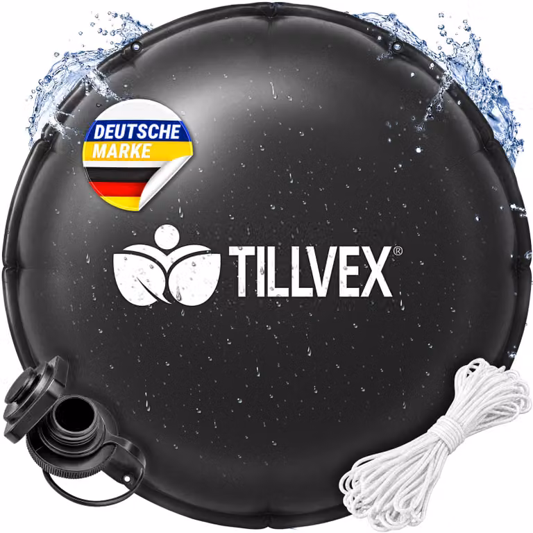 tillvex® Cuscino per piscina invernale XXL, diametro 4 m, rotondo, con 12 m di corda e kit di riparazione | Cuscino gonfiabile per la copertura invernale della piscina, resistente al gelo e al cloro, fino a -20°C | Cuscino invernale completo di valvola a
