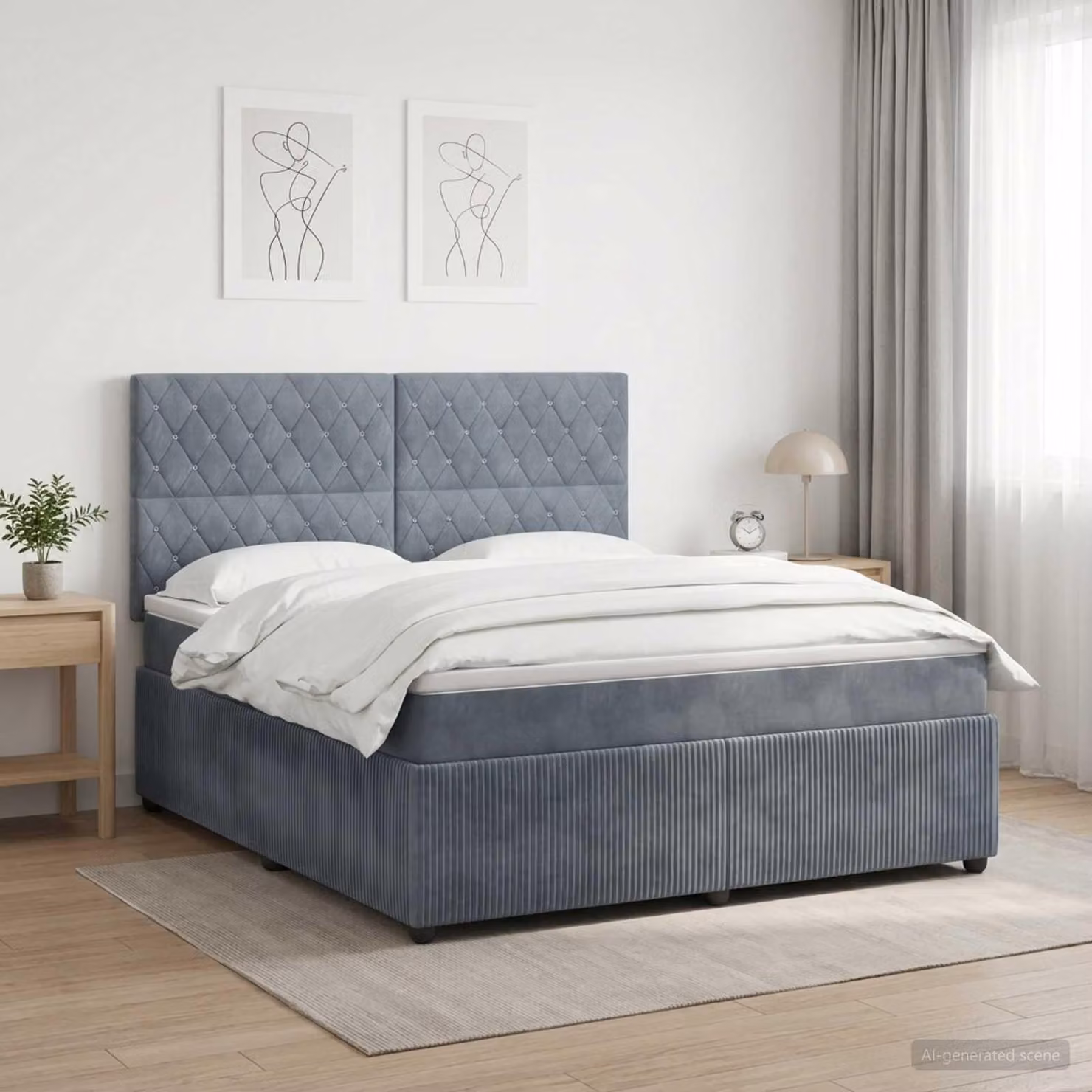 Maison Exclusive - Letto boxspring a LED con materasso, grigio scuro, 160 x 200 cm, velluto