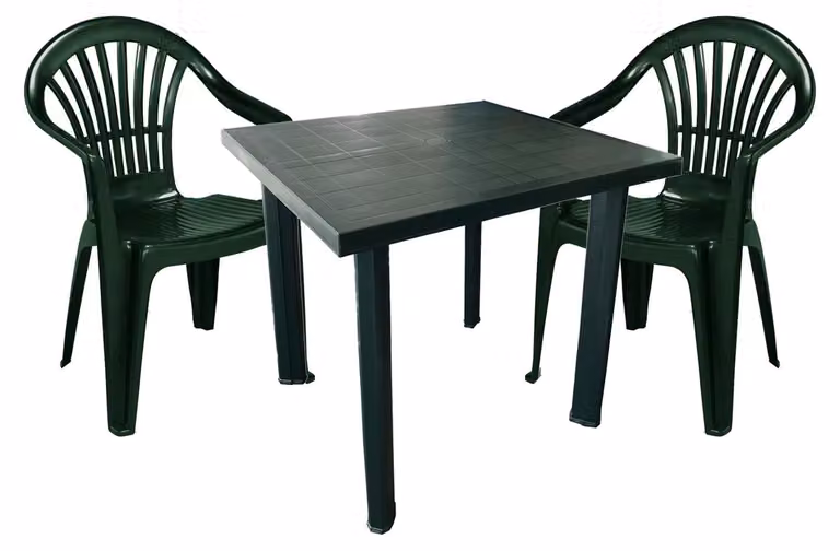 Set da giardino in plastica, composto da 3 pezzi, colore verde