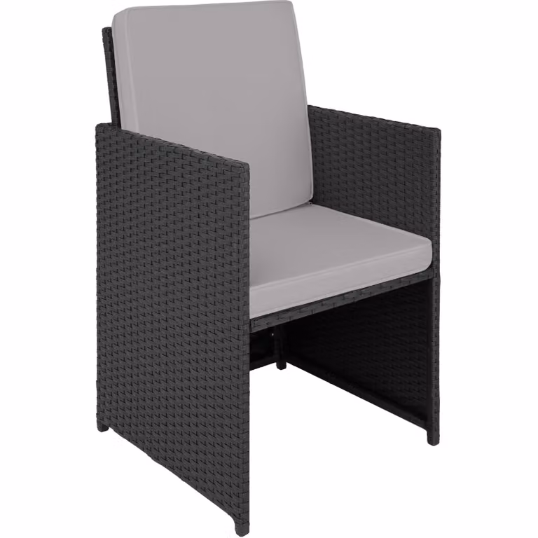 Set da giardino Palermo TecTake in rattan con struttura in metallo, colore nero e grigio