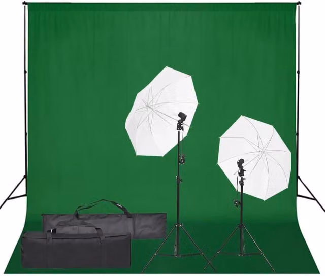 Kit per studio fotografico con illuminazione e fondale nero 02_0042413