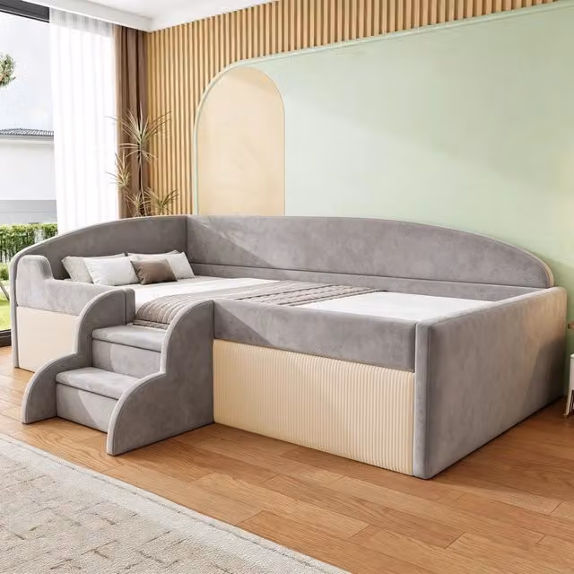 letto imbottito velluto grigio 90 x 190 cm