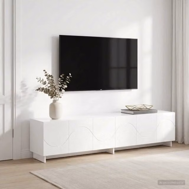 Supporto TV moderno vidaXL in legno bianco lucido L/P/H: 180 x 34,5 x 40 cm – 1