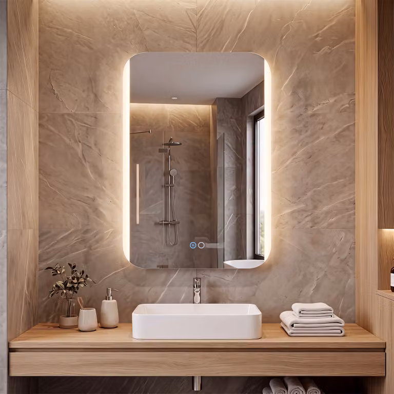 Specchio da bagno e parete Costway con retroilluminazione LED regolabile, 3 colori e funzione memoria, rettangolare, bianco