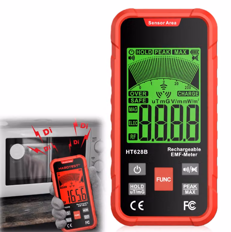 Misuratore di campi elettromagnetici 3-in-1, display LCD, rilevatore di radiazioni, portatile