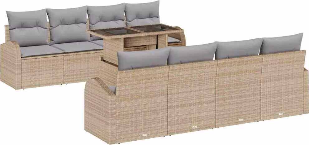 Set Divano da Giardino con cuscino 7 pcs Beige Poly Rattan