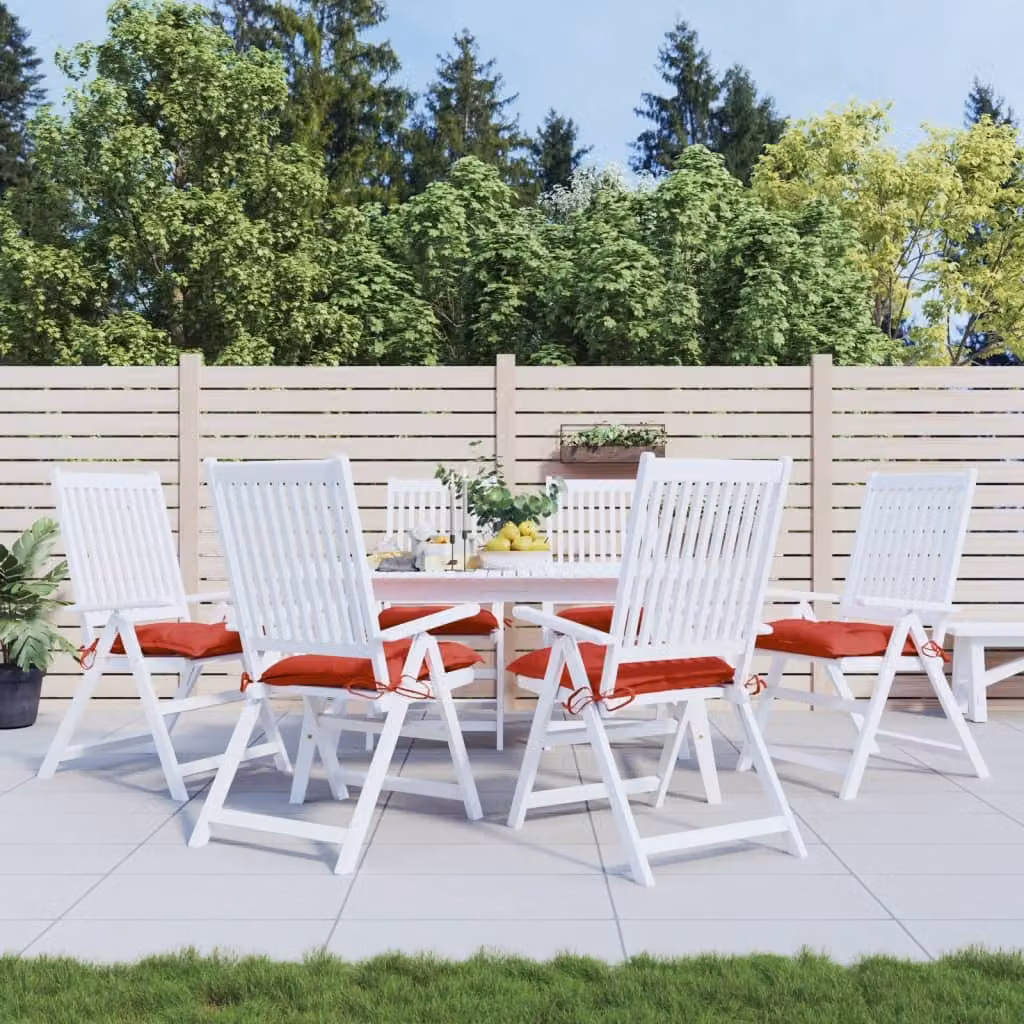 Set di 6 cuscini per sedia vidaXL rossi in tessuto Oxford, L/P/H: 40 x 40 x 7 cm