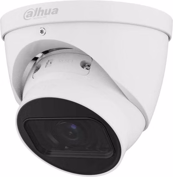 Telecamera di sorveglianza IP Dahua 5MP AI Eyeball IPC-HDW5541T-ZE-S3, colore bianco, con lente 2.7mm, tecnologia PoE e certificazione IP67