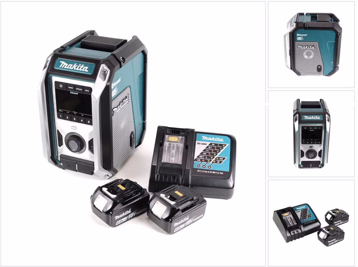 Radio da cantiere a batteria Makita DMR 115 RG 12 V - 18 V Bluetooth DAB+ IP65 - + 2 batterie da 6,0 Ah + caricabatterie