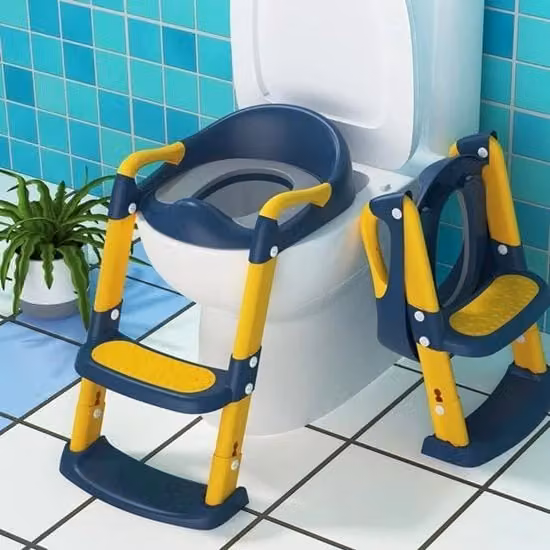 Adattatore WC per bambini Ronipic blu, regolabile in altezza e pieghevole con cuscino morbido e base antiscivolo