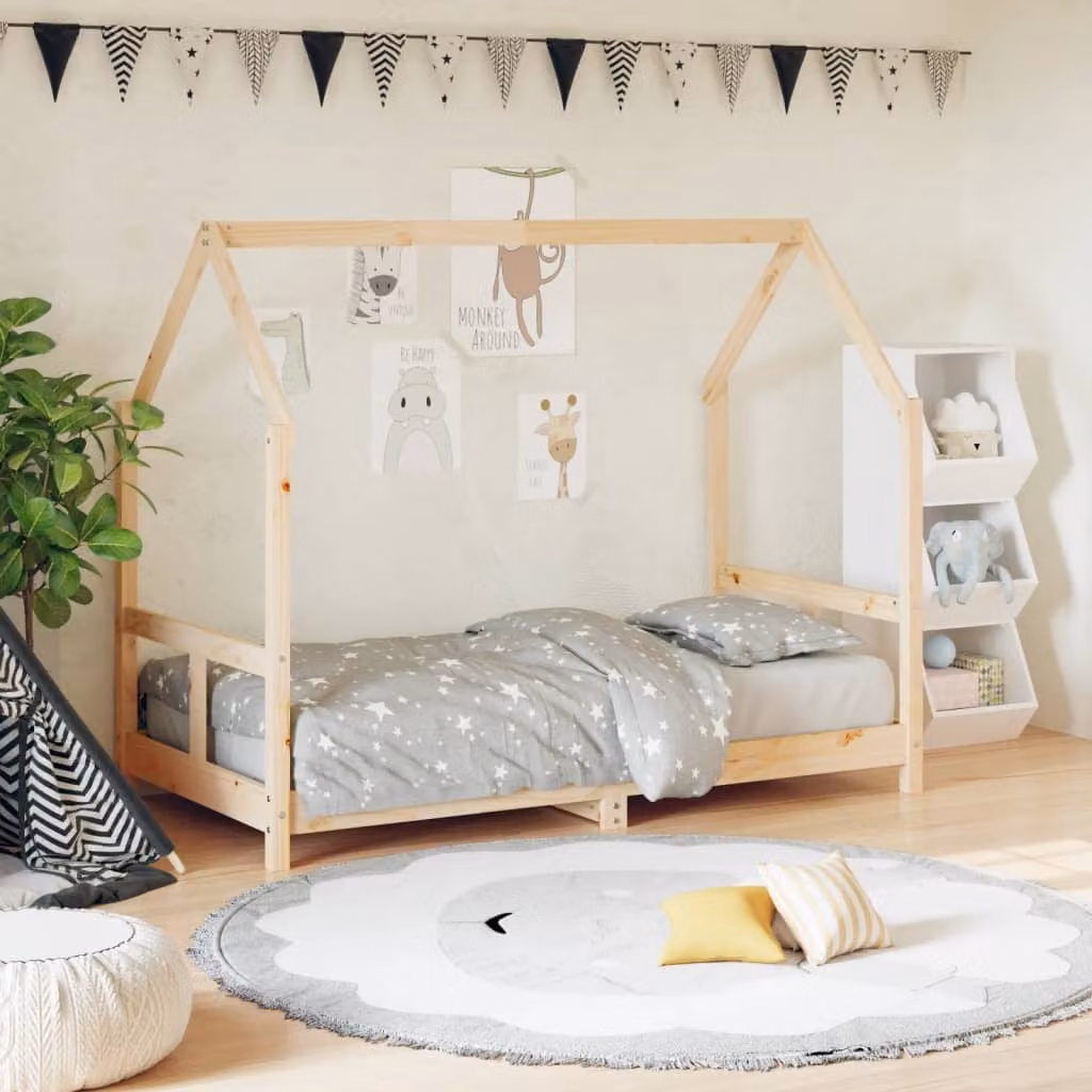 vidaXL Giroletto per Bambini in Legno Massello di Pino Rustico L: 160 cm, P: 80 cm, H: 85,5 cm
