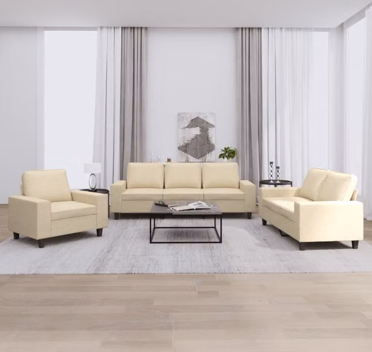 Maison Exclusive - Set divano 3 pezzi in tessuto color crema