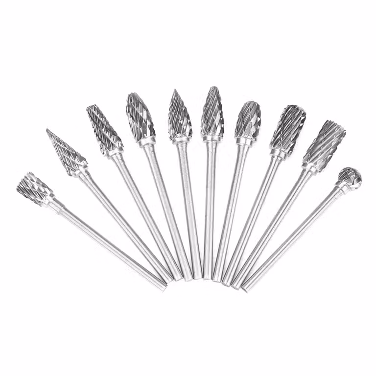 set di 10 pezzi di frese in acciaio al carburo di tungsteno (3 x 6 mm) per la lavorazione dei metalli