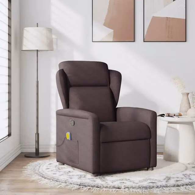 Poltrona Relax Reclinabile vidaXL in Tessuto Marrone con Braccioli e Reclinazione Manuale – 1