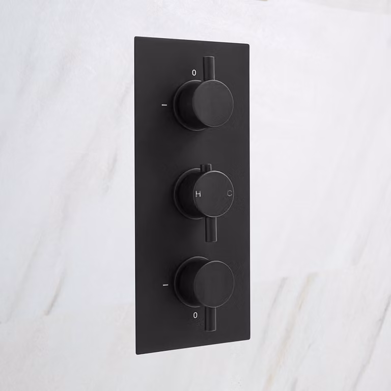 Miscelatore Doccia Termostatico Circolare Nero Triplo a 2 Vie - Nox